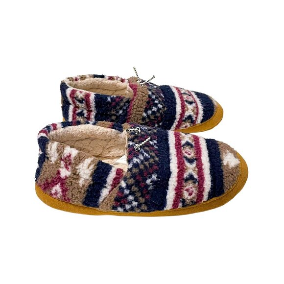 Fair Isle Teddy Fleece Slippers Women’s 9-10 — Cozy Sherpa Closed Back - Picture 3 of 11